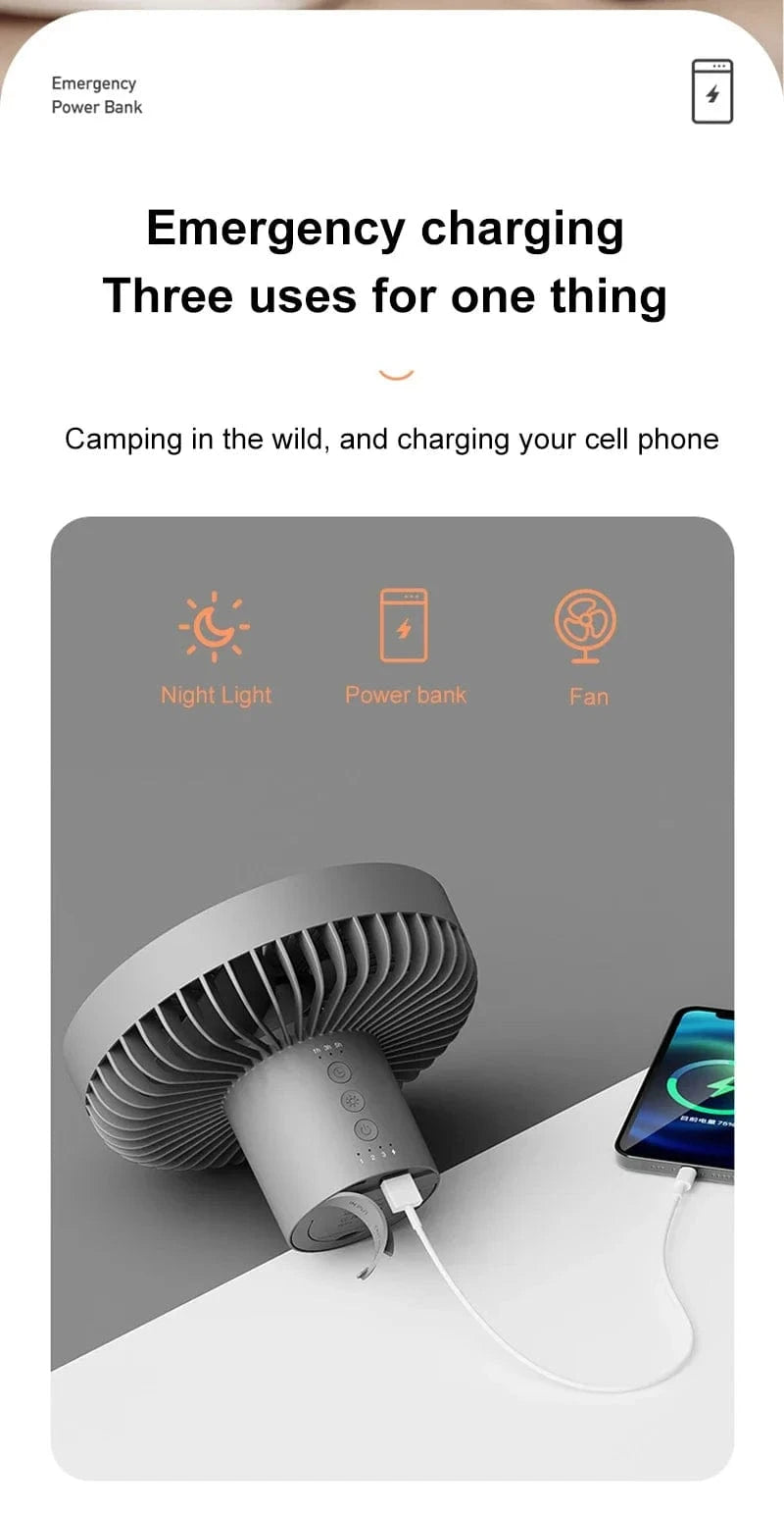 Cadeau showroom ventilateurs Ventilateur portable 10 000 mAh, éclairage LED
