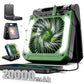 Cadeau showroom ventilateurs Vert et noir Ventilateur électrique portable avec éclairage LED