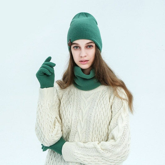 Cadeau showroom Vert Ensemble chapeau et écharpe en laine douce