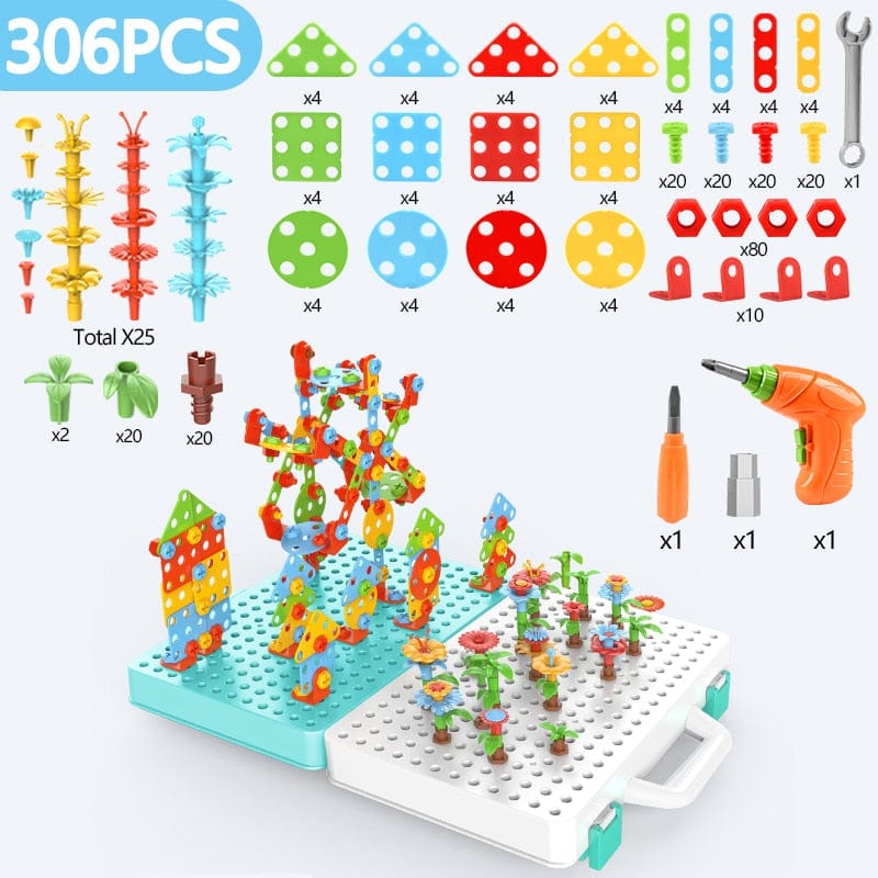 Cadeau showroom 306PCS Electric Puzzle 3D avec outil perceuse et outils