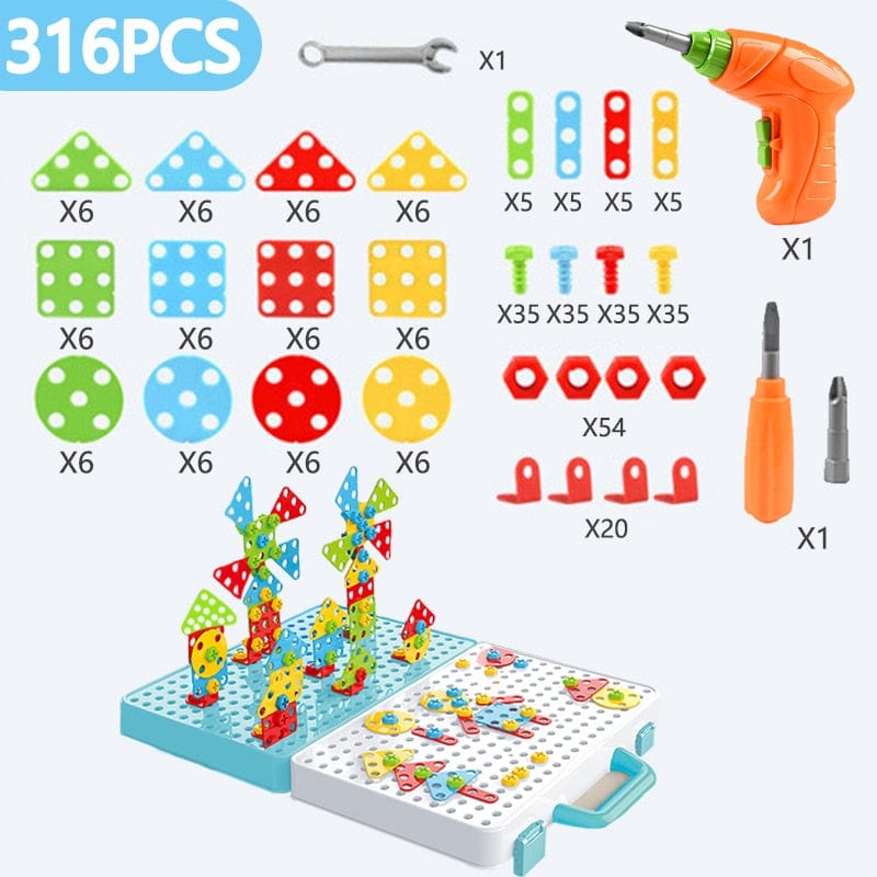 Cadeau showroom 316PCS Electric Puzzle 3D avec outil perceuse et outils