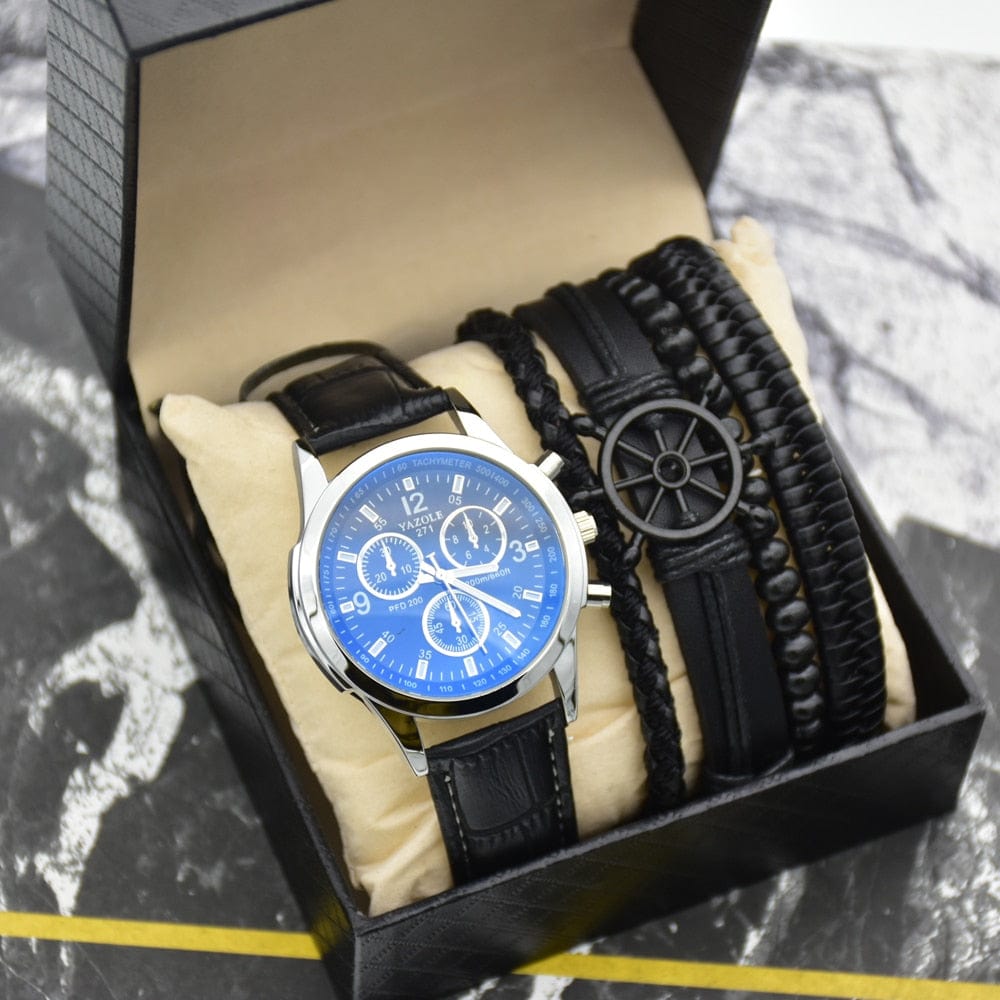 Cadeau showroom Bleu Coffret homme bracelets et montre
