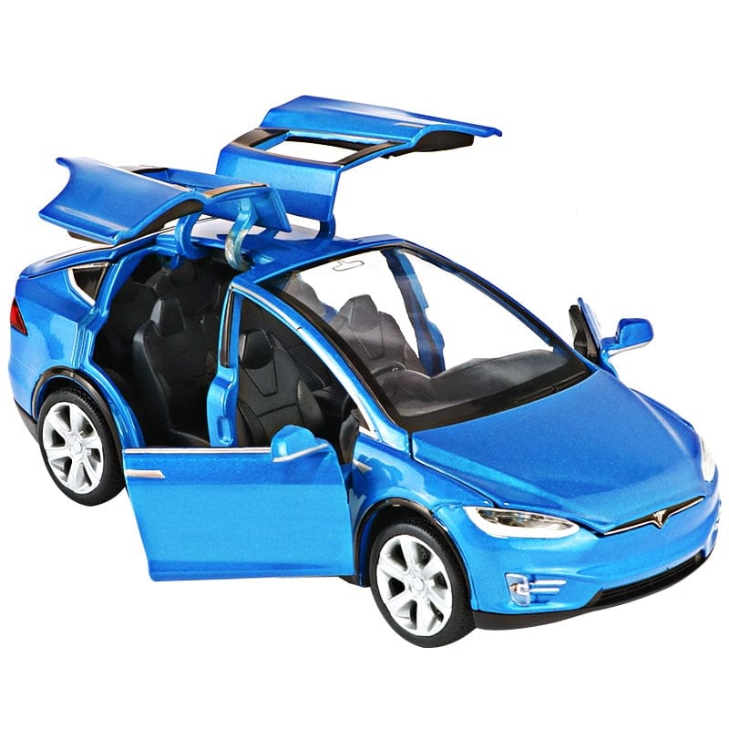 Cadeau showroom Bleu Voiture Tesla modèle X 1:32 en alliage