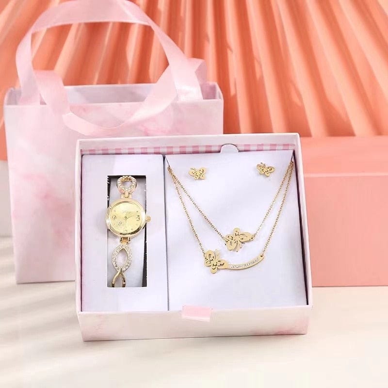 Cadeau showroom Coffret 4 Coffret montre-Bracelet, boucles d'oreilles, collier