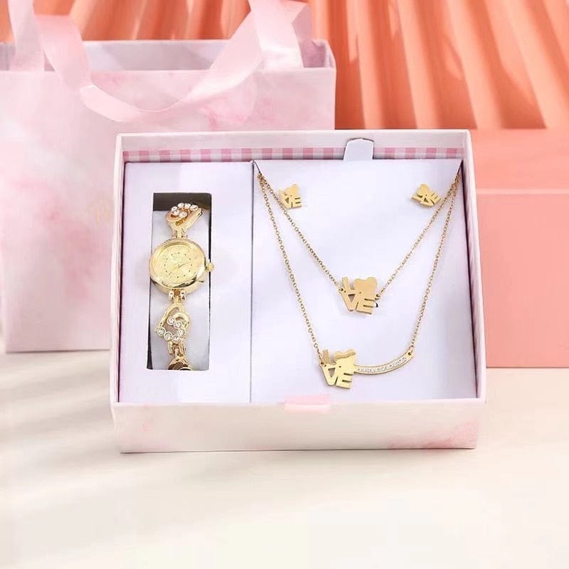 Cadeau showroom Coffret montre-Bracelet, boucles d'oreilles, collier