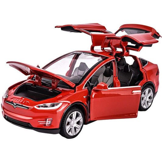 Cadeau showroom Rouge Voiture Tesla modèle X 1:32 en alliage