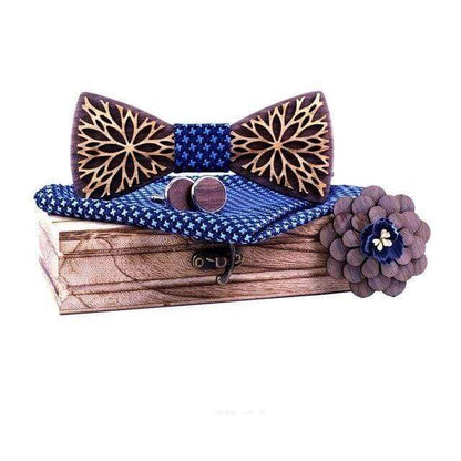 Noeud papillon Marron Double couche en bois nœud hommes