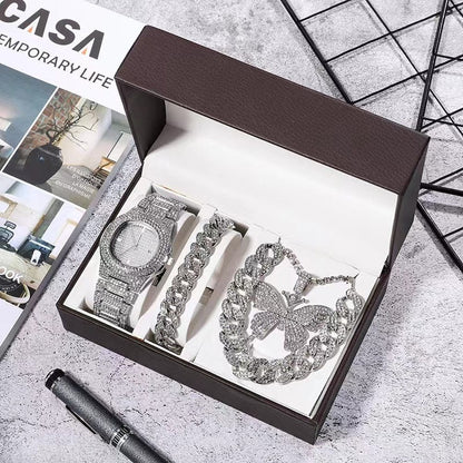 Showroom-Cadeau Slivery Ensemble montres de luxe 4 pièces