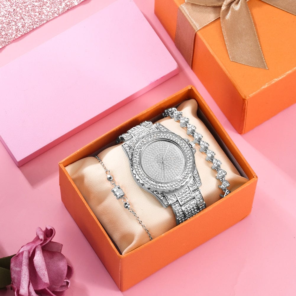 Showroom-Cadeau Coffret 1 Coffret cadeau, montre Crystal et Bracelet