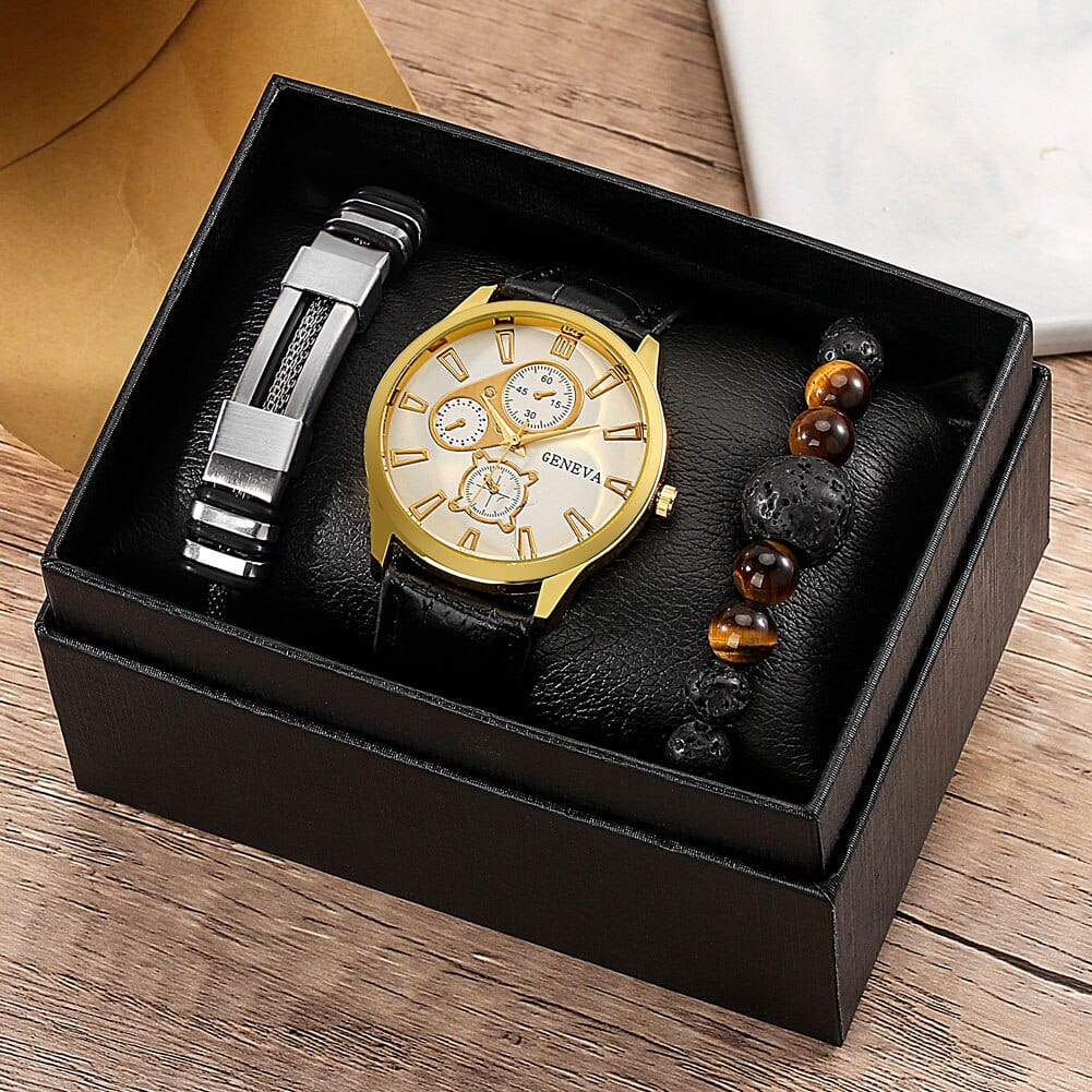 Showroom-Cadeau Coffret 2 Coffret cadeau montre-Bracelet en cuir pour homme