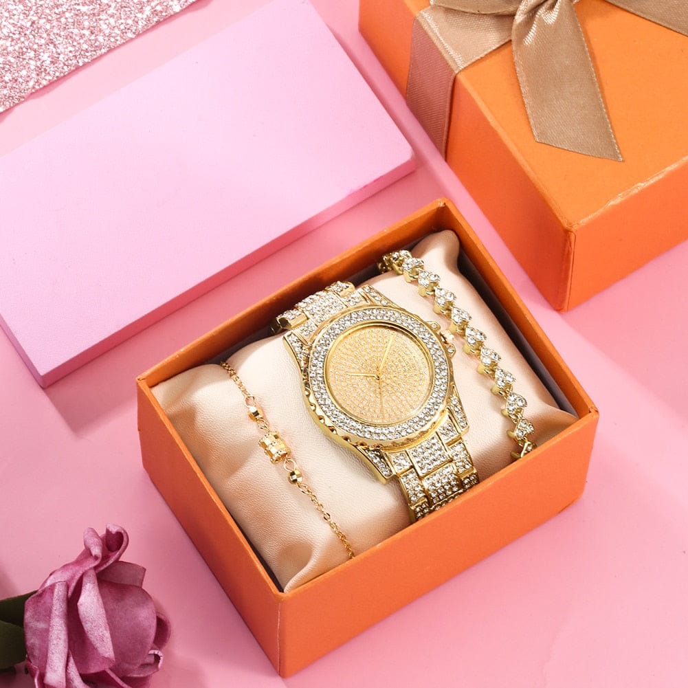 Showroom-Cadeau Coffret 2 Coffret cadeau, montre Crystal et Bracelet