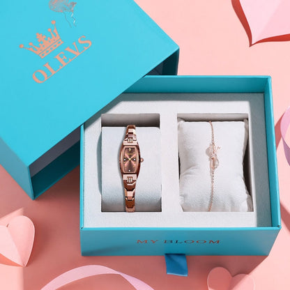 Showroom-Cadeau Coffret 2 Montre luxe dorée étanche en acier inoxydable