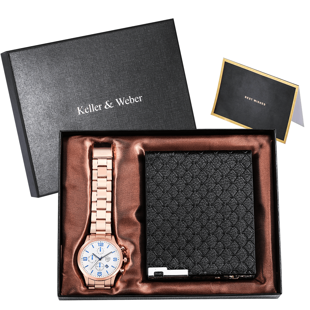 Showroom-Cadeau Coffret 4 Cadeau homme, montre et portefeuille