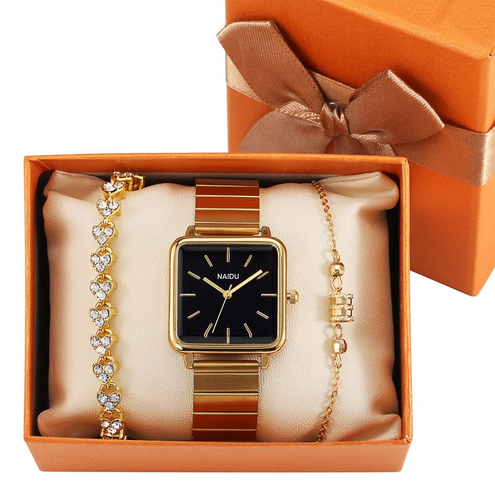 Showroom-Cadeau Coffret 4 Coffret cadeau, montre carrée bracelet