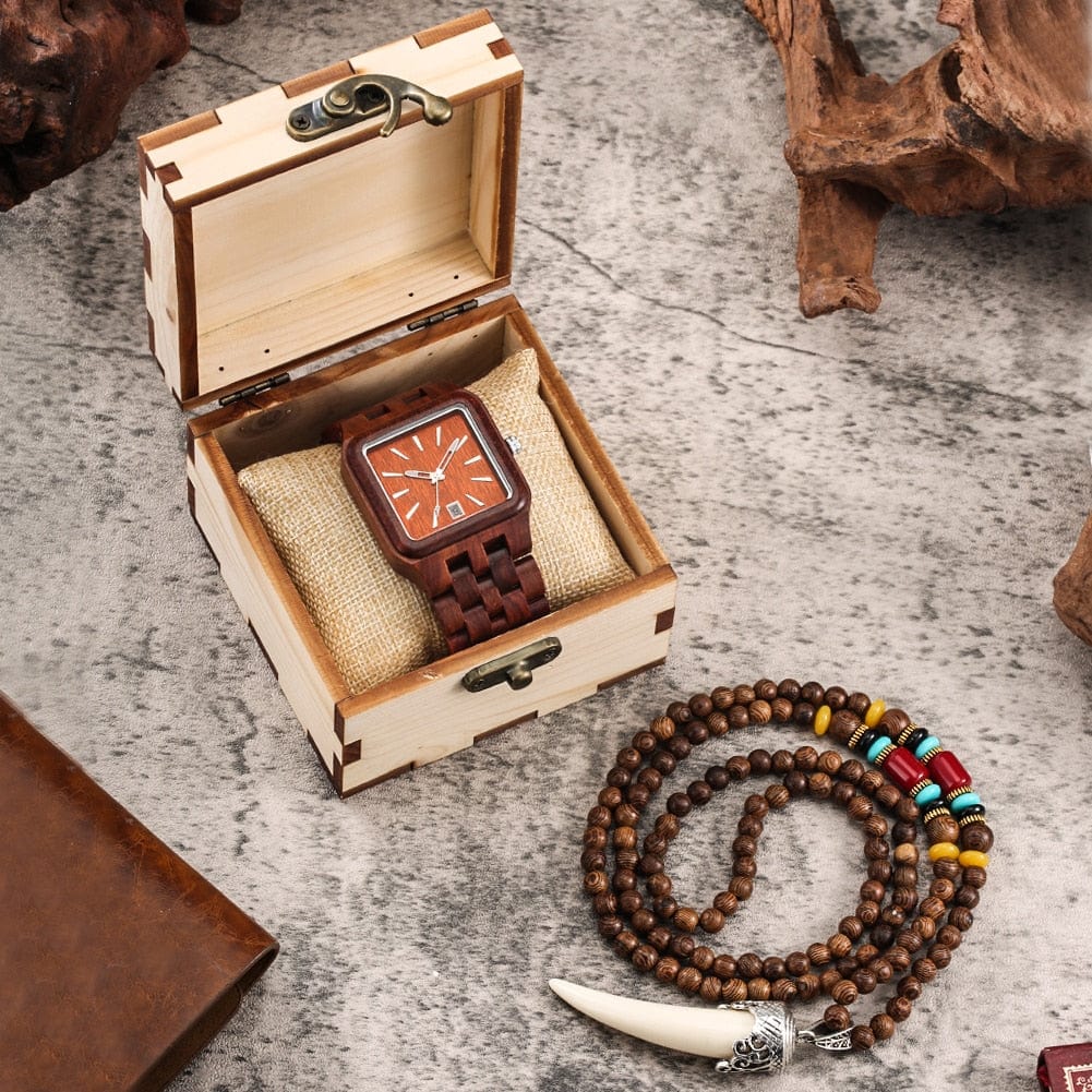 Showroom-Cadeau Coffret cadeau homme montre et collier en bois