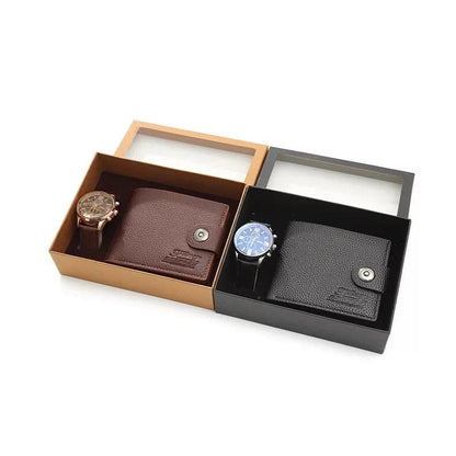 Showroom-Cadeau Coffret cadeau montre et portefeuille marron