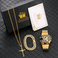 Showroom-Cadeau Ensemble montre-Bracelet en Quartz doré et collier