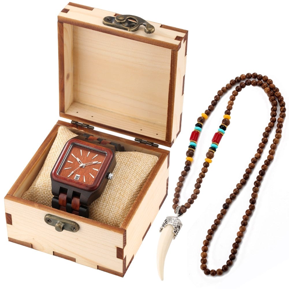 Showroom-Cadeau gift for men-341 Coffret cadeau homme montre et collier en bois
