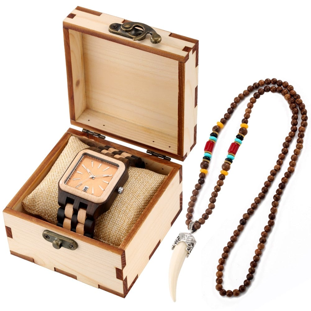 Showroom-Cadeau gift for men-342 Coffret cadeau homme montre et collier en bois