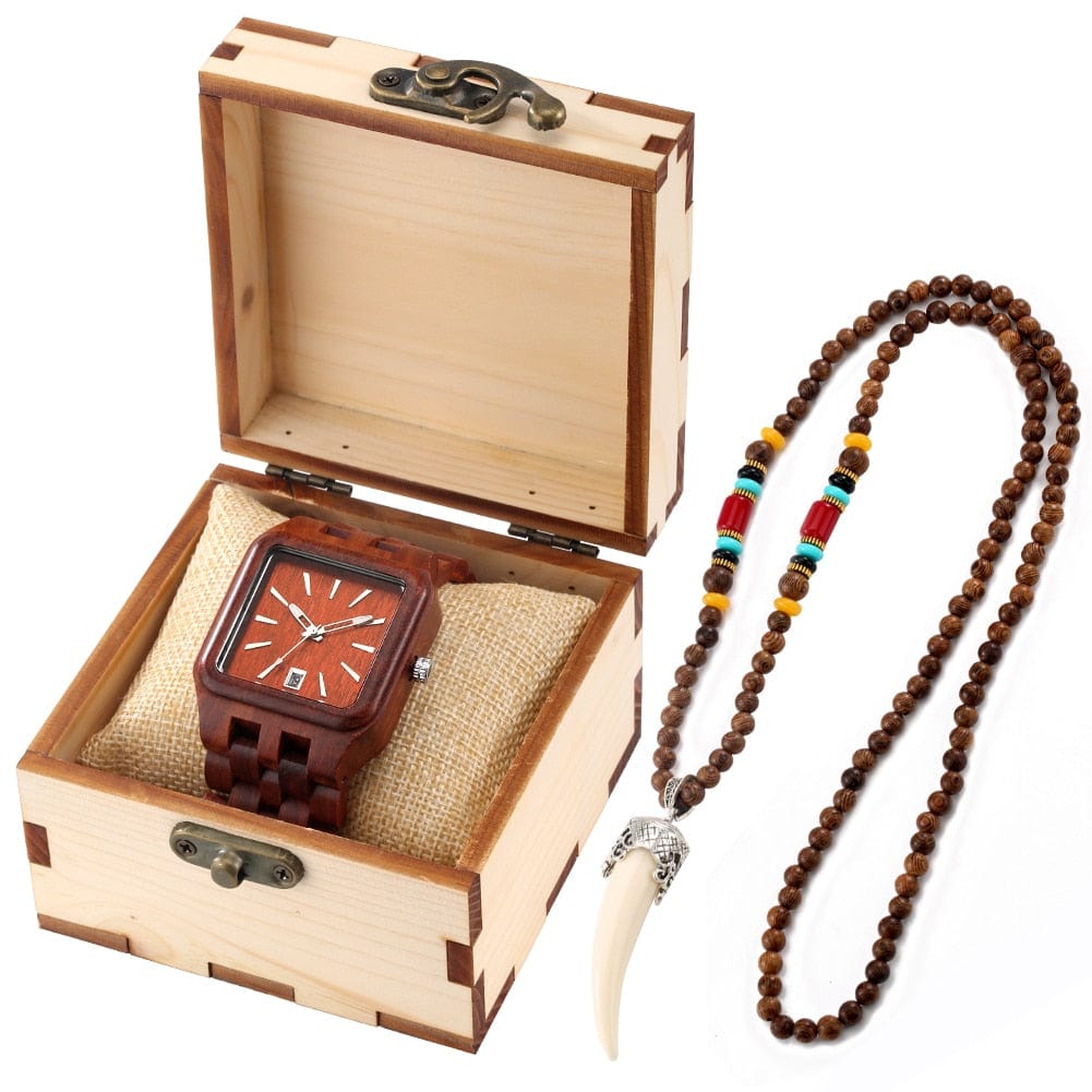 Showroom-Cadeau gift for men-343 Coffret cadeau homme montre et collier en bois