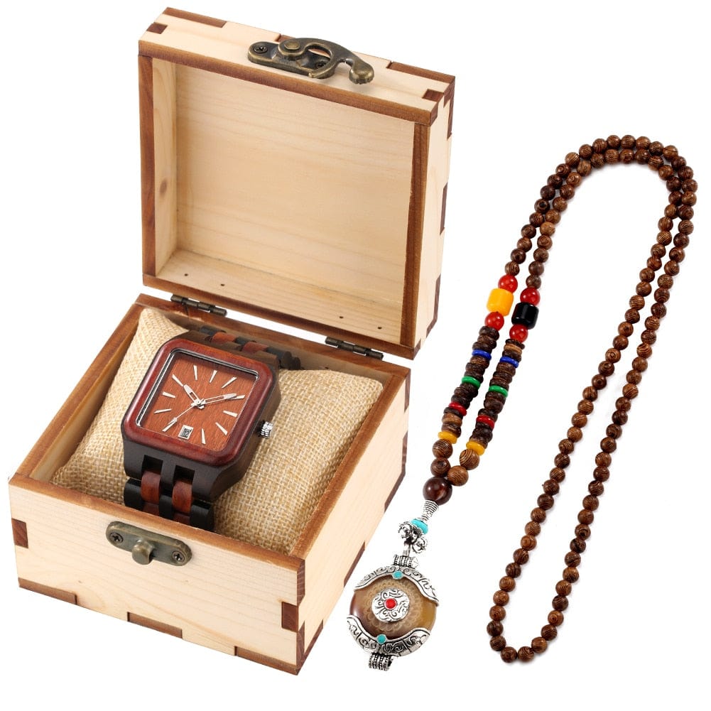 Showroom-Cadeau gift for men-345 Coffret cadeau homme montre et collier en bois