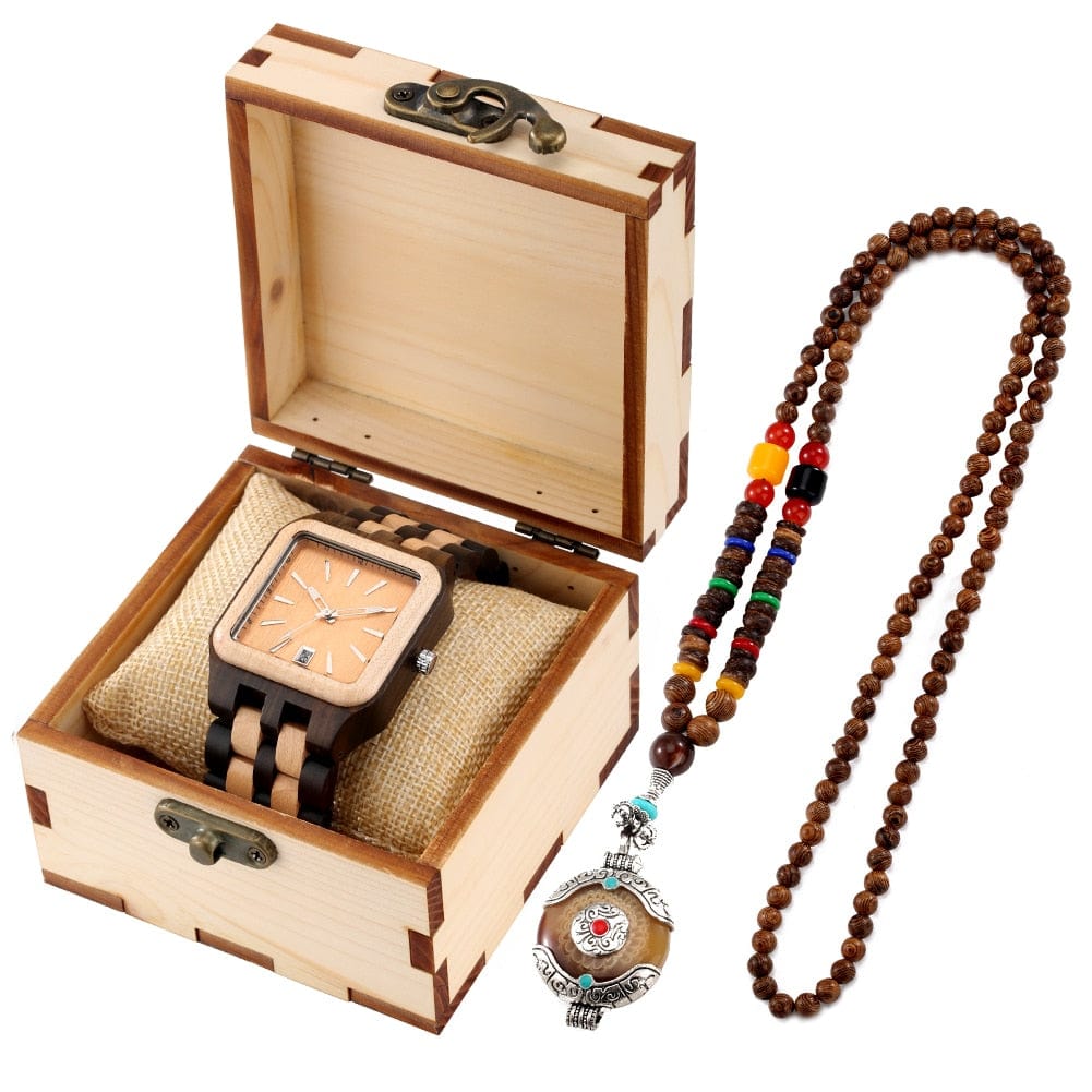 Showroom-Cadeau gift for men-346 Coffret cadeau homme montre et collier en bois