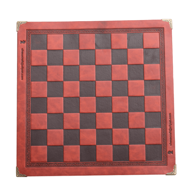 Showroom-Cadeau Jeu d'échecs Red brown Tapis d'échecs en cuir 8 couleurs, Design gaufré