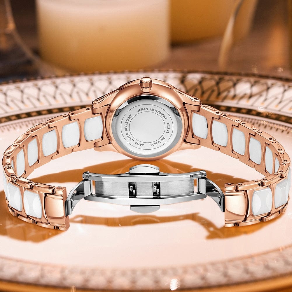 Montre de luxe bracelet en c ramique or Rose