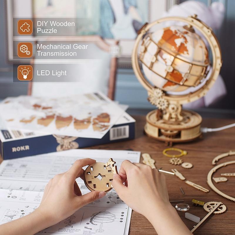 Showroom-Cadeau Puzzle Globe lumineux 3D en bois, Puzzle jouets cadeau pour enfants
