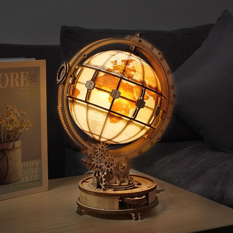 Showroom-Cadeau Puzzle Globe lumineux 3D en bois, Puzzle jouets cadeau pour enfants