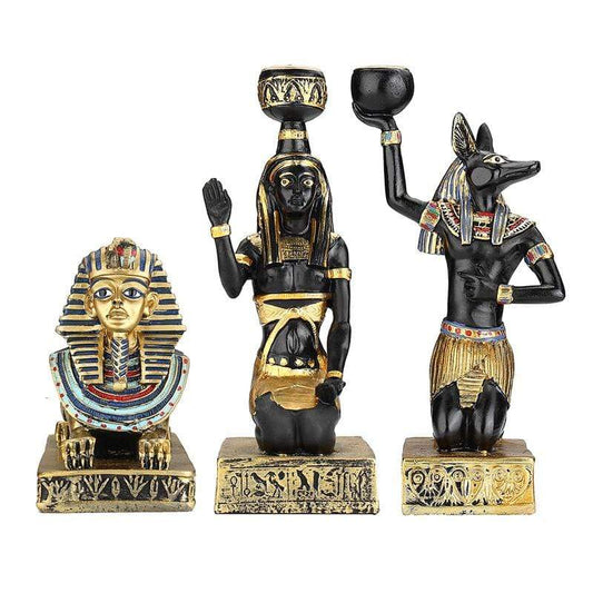 Showroom-Cadeau Resin Figurines Candleholder Retro Ancient Egyptian Goddess Sphinx Anubis Shape Candlestick Crafts Home Decorative Ornaments