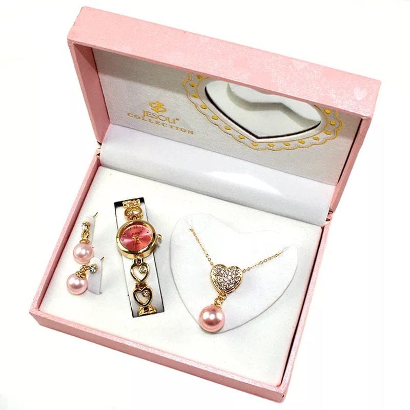 Showroom-Cadeau Rose Coffret cadeau pour femme montre, bracelet de luxe