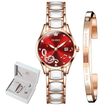 Showroom-Cadeau Rouge Montre de luxe, bracelet en céramique or Rose