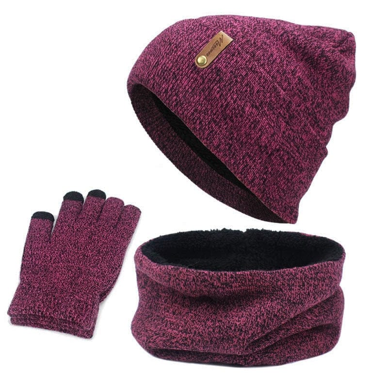Showroom-Cadeau Violet Bonnet écharpe gants en coton