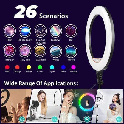 showroomcadeau Anneau selfie Anneau selfie lumineux rgb avec support pour téléphone