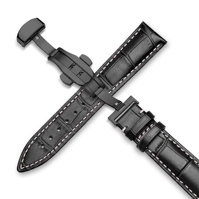 showroomcadeau bracelet en cuir Noir blanc / 18mm Bracelet de montre en cuir