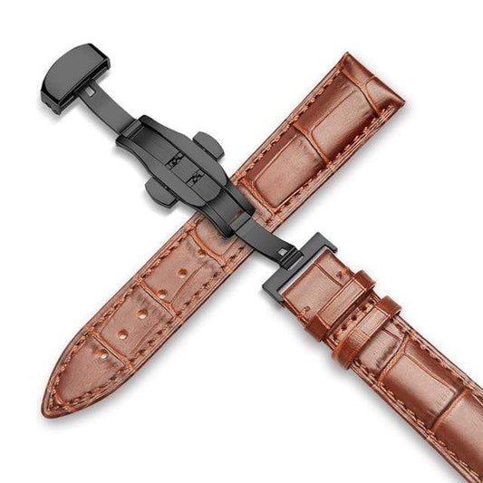 showroomcadeau bracelet en cuir Noir-marron clair / 13mm Bracelet de montre en cuir
