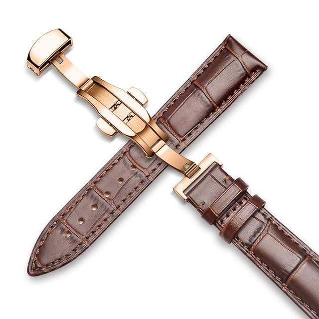 showroomcadeau bracelet en cuir Rose-marron / 17mm Bracelet de montre en cuir