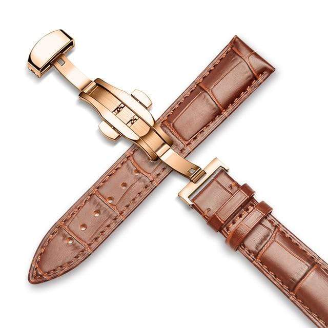 showroomcadeau bracelet en cuir Rose-marron clair / 24mm Bracelet de montre en cuir