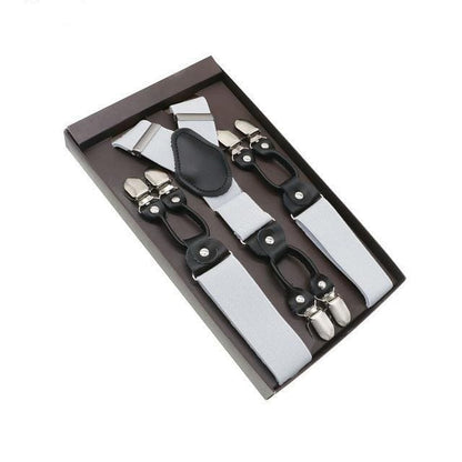 showroomcadeau Bretelles en cuir Blanc/Noir Bretelles en cuir véritable homme