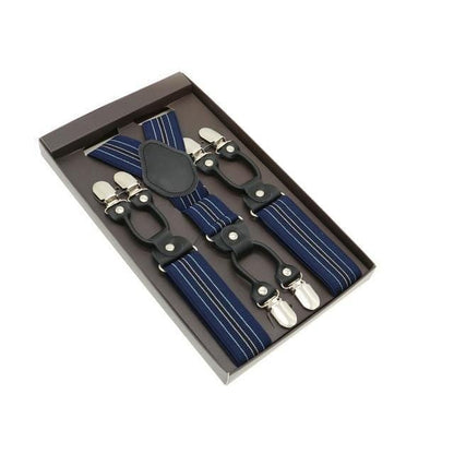 showroomcadeau Bretelles en cuir Bleu/Gris Bretelles en cuir véritable homme