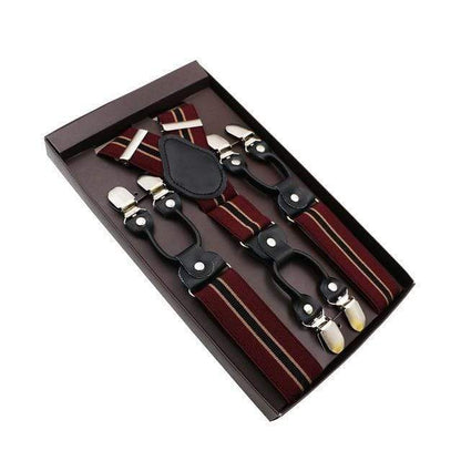 showroomcadeau Bretelles en cuir Bordeaux/Noir Bretelles en cuir véritable homme