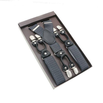 showroomcadeau Bretelles en cuir Gris/Noir Bretelles en cuir véritable homme