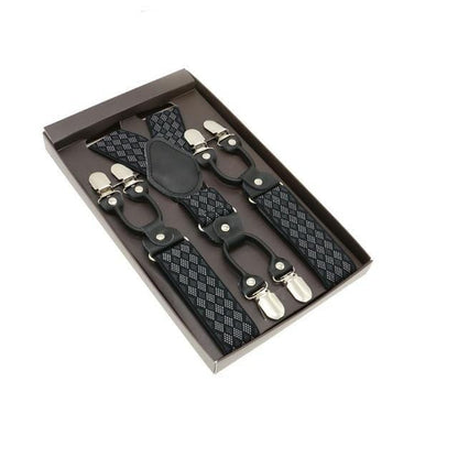 showroomcadeau Bretelles en cuir Noir/Argent Bretelles en cuir véritable homme