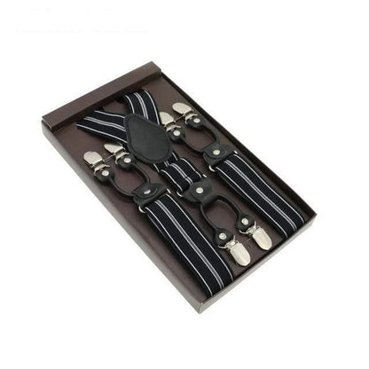 showroomcadeau Bretelles en cuir Noir/Blanc Bretelles en cuir véritable homme