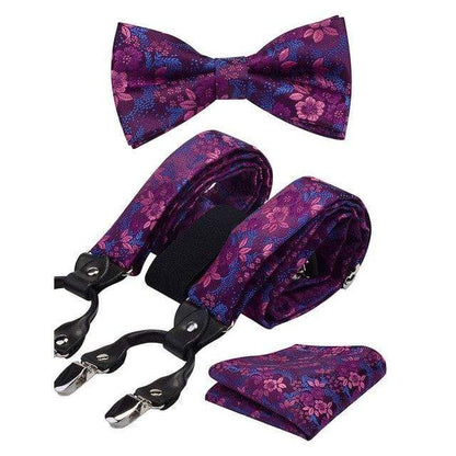 showroomcadeau Bretelles en cuir Violet Set bretelles hommes,bretelles floral en cuir fashion