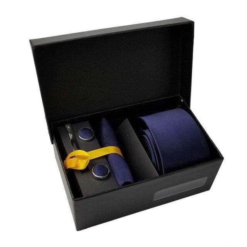 showroomcadeau coffret cravate Bleu Cravate mouchoir broche boutons de manchette mode hommes