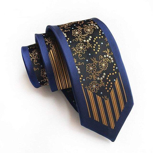 showroomcadeau coffret cravate Bleu/Jaune Cravate en soie stylé pour homme et femme