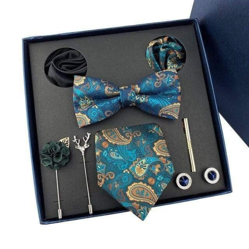 showroomcadeau coffret cravate Bleu/or Ensembles de cravates pour hommes