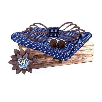 showroomcadeau coffret cravate Bleu1 Nœud papillon mouchoir Boutons de manchette pour hommes